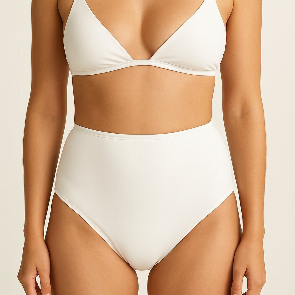 Sleeper White High Waisted Bikini Bottom Medium NWT Lined Swimwear
